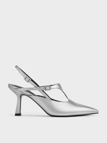 Charles & Keith - Metallic Cut-Out Pointed-Toe Slingback Pumps - Charles & Keith - Modalova