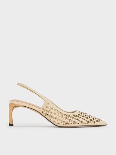 Charles & Keith - Studded Cut-Out Kitten-Heel Slingback Pumps - Charles & Keith - Modalova