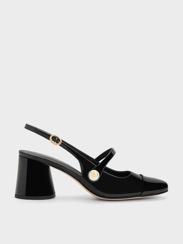 Charles & Keith - Aeryn Pearl Embellished Patent Slingback Pumps - Charles & Keith - Modalova