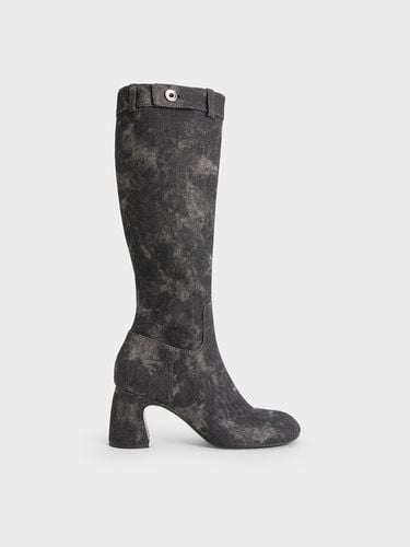 Charles & Keith - Denim Block-Heel Knee-High Biker Boots - Charles & Keith - Modalova