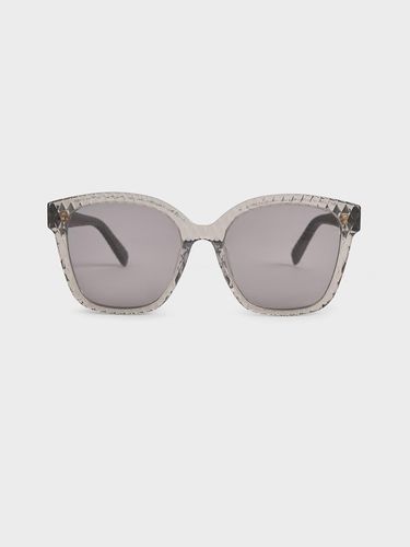 Charles & Keith - Recycled Acetate & Leather Quilted Sunglasses - Charles & Keith - Modalova