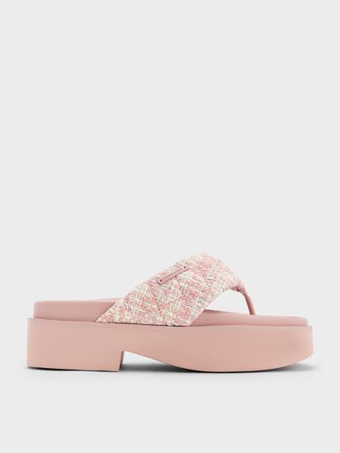 Charles & Keith - Tweed V-Strap Platform Thong Sandals - Charles & Keith - Modalova