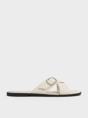 Charles & Keith - Crystal-Buckle Crossover-Strap Sandals - Charles & Keith - Modalova