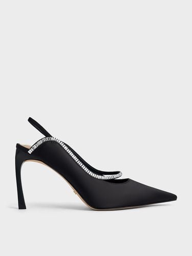 Charles & Keith - Recycled Polyester Crystal-Embellished Pointed-Toe Slingback Pumps - Charles & Keith - Modalova