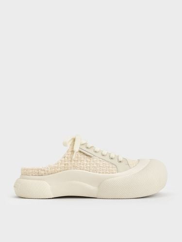 Charles & Keith - Tweed Lace-Up Slip-On Sneakers - Charles & Keith - Modalova