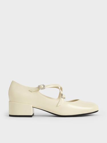 Charles & Keith - Patent Crossover-Strap Block-Heel Mary Janes - Charles & Keith - Modalova