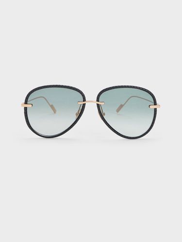 Charles & Keith - Leather Braided-Rim Aviator Sunglasses - Charles & Keith - Modalova