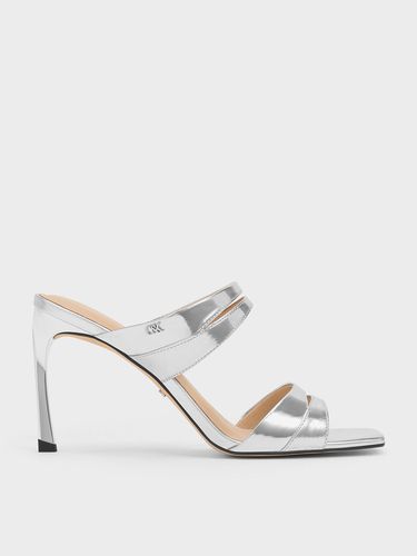 Charles & Keith - Metallic Leather Double-Strap Heeled Mules - Charles & Keith - Modalova