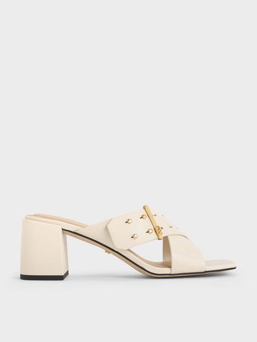 Charles & Keith - Leather Crossover Block Heel Mules - Charles & Keith - Modalova