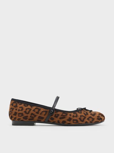 Charles & Keith - Leopard-Print Bow Mary Jane Flats - Charles & Keith - Modalova