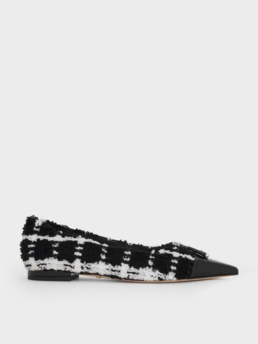 Charles & Keith - Nina Tweed & Leather Pointed Cap-Toe Flats - Charles & Keith - Modalova