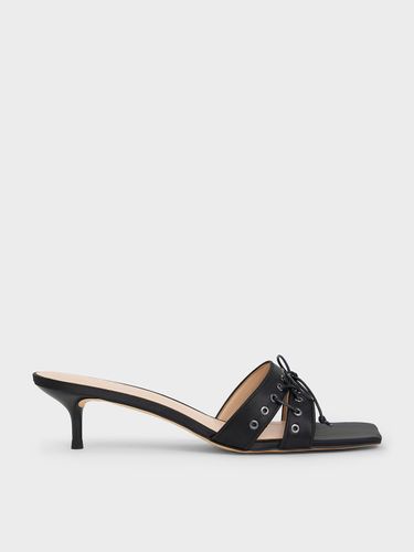 Charles & Keith - Satin Lace-Up Double-Strap Kitten-Heel Mules - Charles & Keith - Modalova