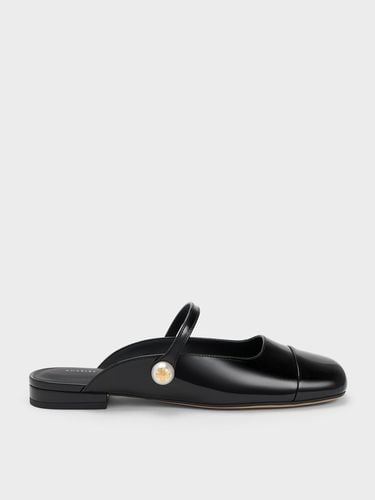 Charles & Keith - Pearl Embellished Patent Flat Mules - Charles & Keith - Modalova