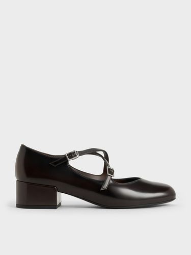 Charles & Keith - Crossover-Strap Block-Heel Mary Janes - Charles & Keith - Modalova