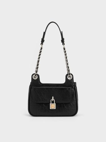 Charles & Keith - Suki Crinkle-Effect Padlock Shoulder Bag - Charles & Keith - Modalova