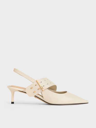 Charles & Keith - Leather Asymmetric-Strap Slingback Mary Jane Pumps - Charles & Keith - Modalova