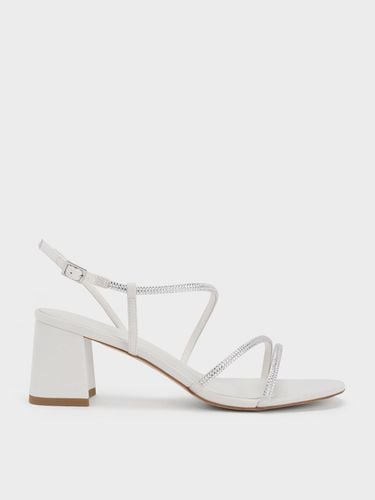 Charles & Keith - Satin Crystal-Embellished Block-Heel Strappy Sandals - Charles & Keith - Modalova