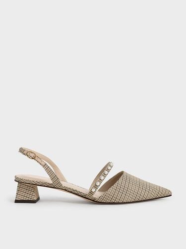 Charles & Keith - Houndstooth-Print Beaded Slingback Pumps - Charles & Keith - Modalova