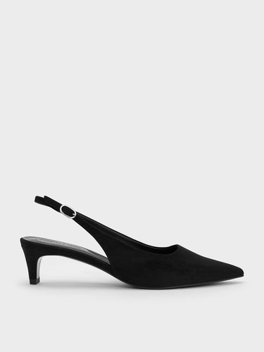 Charles & Keith - Faux Suede Pointed-Toe Kitten-Heel Slingback Pumps - Charles & Keith - Modalova