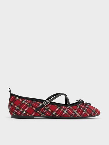 Charles & Keith - Tartan-Print Crossover-Strap Mary Jane Flats - Charles & Keith - Modalova