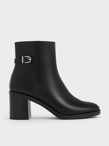 Charles & Keith - Side-Buckle Block Heel Ankle Boots - Charles & Keith - Modalova