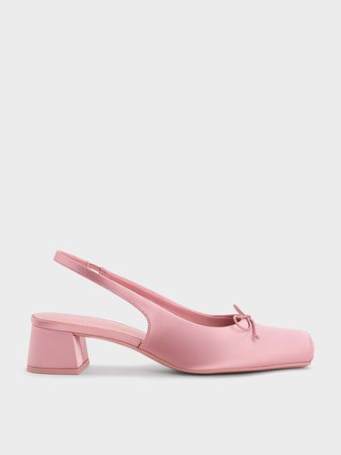 Charles & Keith - Satin Bow Square-Toe Slingback Pumps - Charles & Keith - Modalova