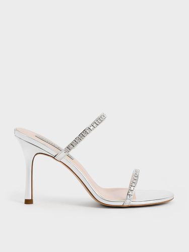 Charles & Keith - Ambrosia Metallic Gem-Embellished Heeled Mules - Charles & Keith - Modalova