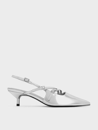 Charles & Keith - Metallic Buckle-Strap Kitten Heel Slingback Pumps - Charles & Keith - Modalova