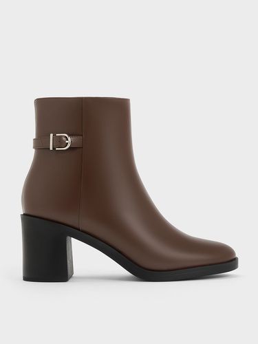 Charles & Keith - Side-Buckle Block Heel Ankle Boots - Charles & Keith - Modalova