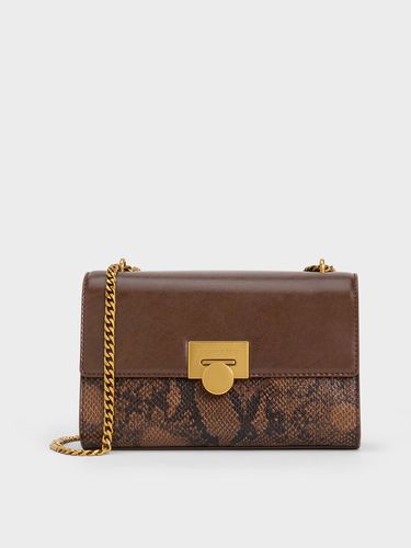 Charles & Keith - Ebba Snake Print Chain-Strap Bag - Charles & Keith - Modalova