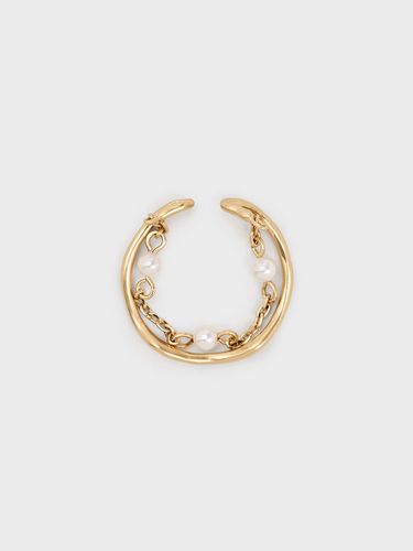 Charles & Keith - Corrine Pearl Chain-Link Double Ring - Charles & Keith - Modalova