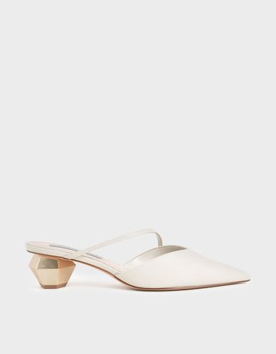 Charles & Keith - Everly Asymmetric Strap Chrome Heel Mules - Charles & Keith - Modalova