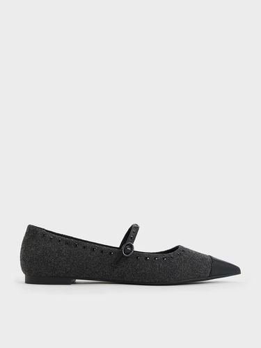 Charles & Keith - Textured Studded Pointed-Toe Mary Jane Flats - Charles & Keith - Modalova