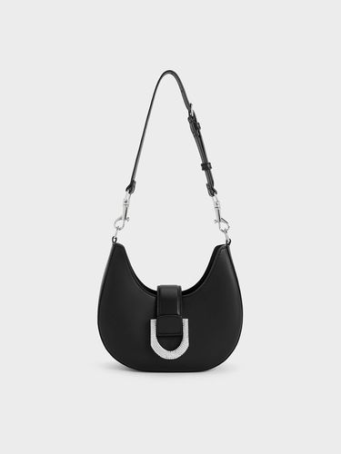 Charles & Keith - Gabine Leather Crystal-Embellished Hobo Bag - Charles & Keith - Modalova