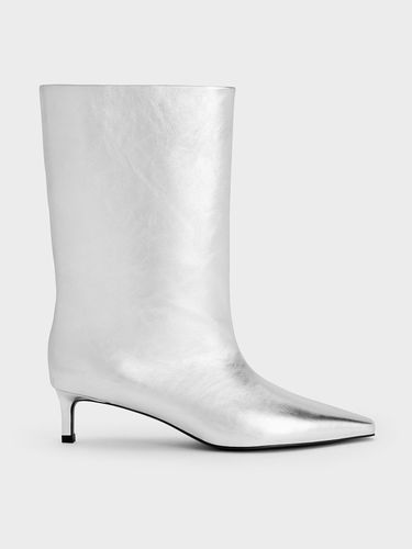 Charles & Keith - Metallic Elongated Tapered-Toe Kitten-Heel Calf Boots - Charles & Keith - Modalova