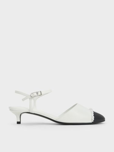 Charles & Keith - Pearl-Embellished Cap-Toe Kitten Heels - Charles & Keith - Modalova