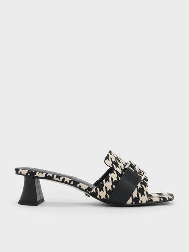 Charles & Keith - Gabine Houndstooth Leather Heeled Mules - Charles & Keith - Modalova