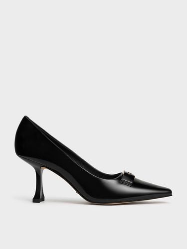 Charles & Keith - Leather Sculptural-Heel Square-Toe Pumps - Charles & Keith - Modalova