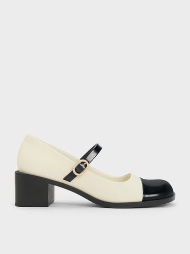 Charles & Keith - Patent Crystal-Embellished Buckle Two-Tone Mary Janes - Charles & Keith - Modalova