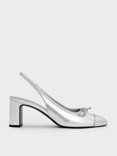 Charles & Keith - Metallic Bow Cap-Toe Slingback Pumps - Charles & Keith - Modalova