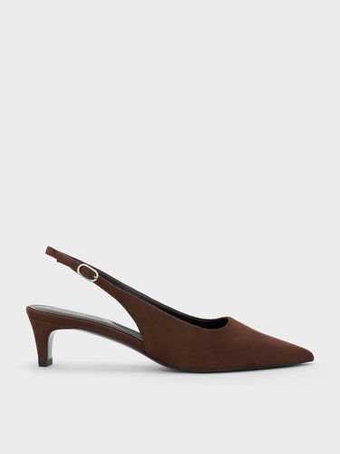 Charles & Keith - Faux Suede Pointed-Toe Kitten-Heel Slingback Pumps - Charles & Keith - Modalova