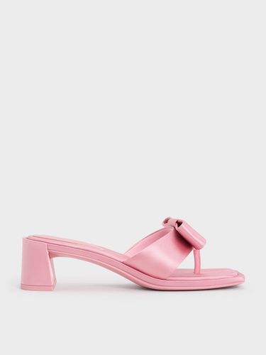 Charles & Keith - Satin Bow Heeled Thong Sandals - Charles & Keith - Modalova