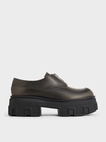 Charles & Keith - Zip-Up Platform Loafers - Charles & Keith - Modalova