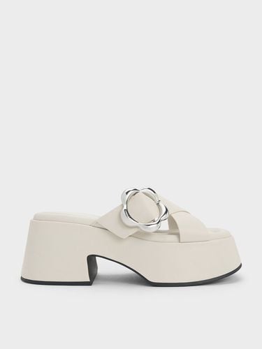 Charles & Keith - Flower-Buckle Crossover Platform Mules - Charles & Keith - Modalova