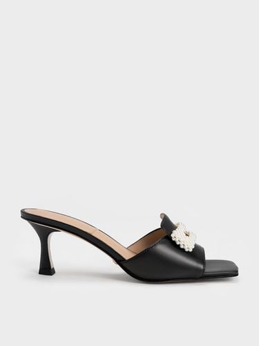 Charles & Keith - Beaded Leather Square-Toe Mules - Charles & Keith - Modalova