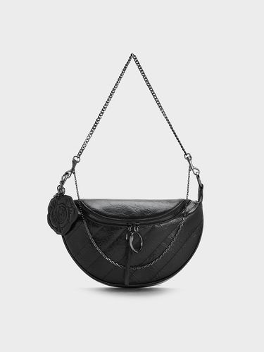 Charles & Keith - Philomena Rose-Motif Half-Moon Crossbody Bag - Charles & Keith - Modalova