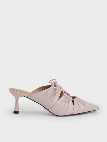 Charles & Keith - Landis Leather Ruched Bow-Tie Mules - Charles & Keith - Modalova