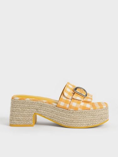 Charles & Keith - Buckled Linen Gingham-Print Platform Espadrilles - Charles & Keith - Modalova