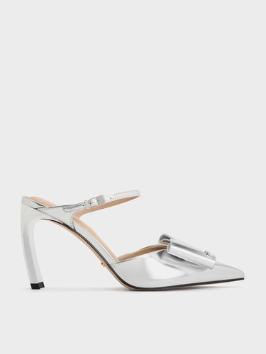 Charles & Keith - Lu Metallic Leather Bow Blade-Heel Mules - Charles & Keith - Modalova