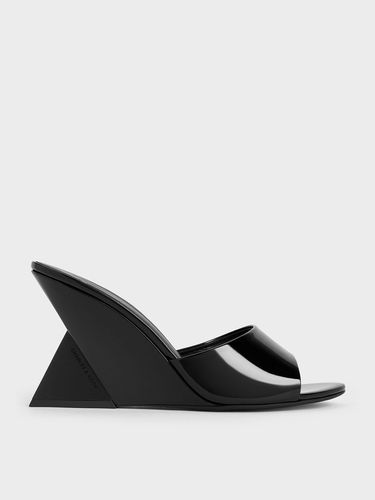 Charles & Keith - Patent Triangle-Heel Wedge Mules - Charles & Keith - Modalova